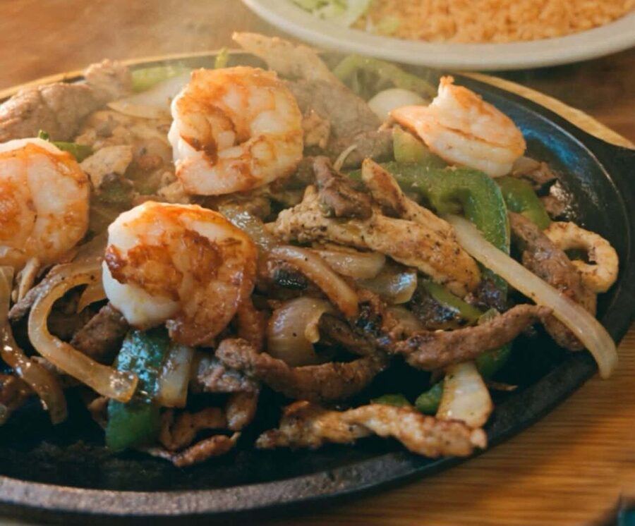 Fajita Trio sizzling plate
